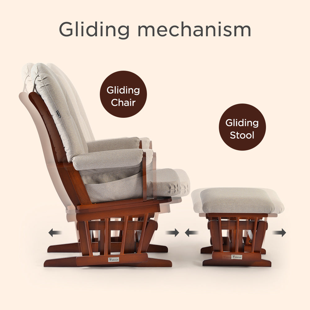 كرسي انزلاقي فاخر من TEKNUM مع طقم مسند قدم - بيج