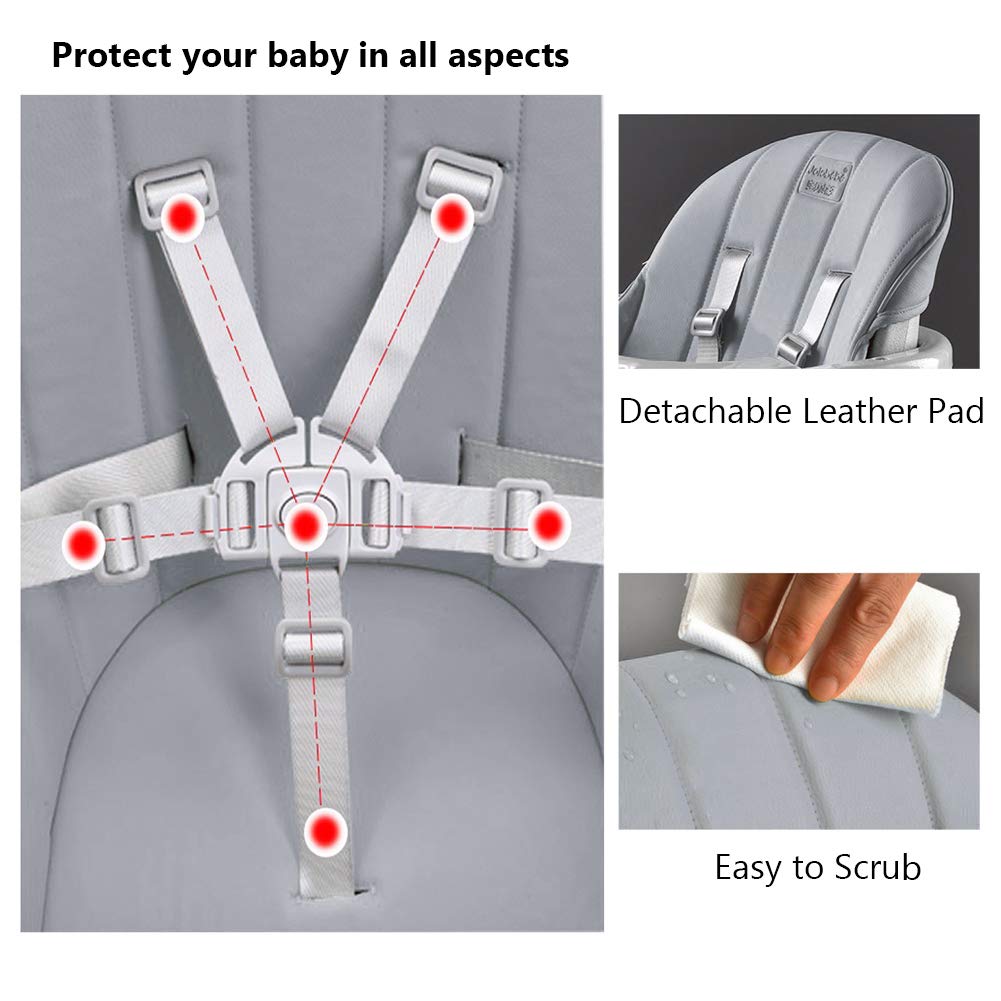 TEKNUM - Premium Dual Height Wooden High Chair - Grey