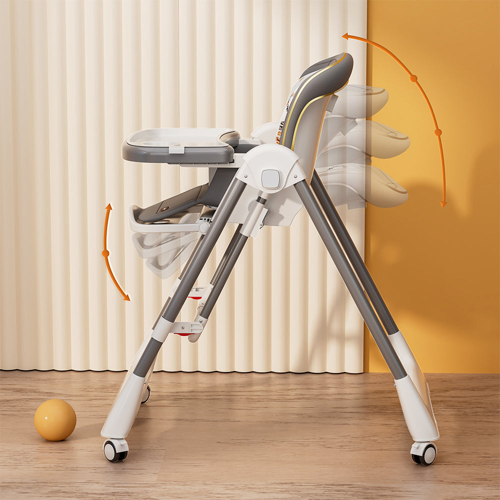 TEKNUM 5-IN-1 Swing with High Chair with Lockable wheels - Grey