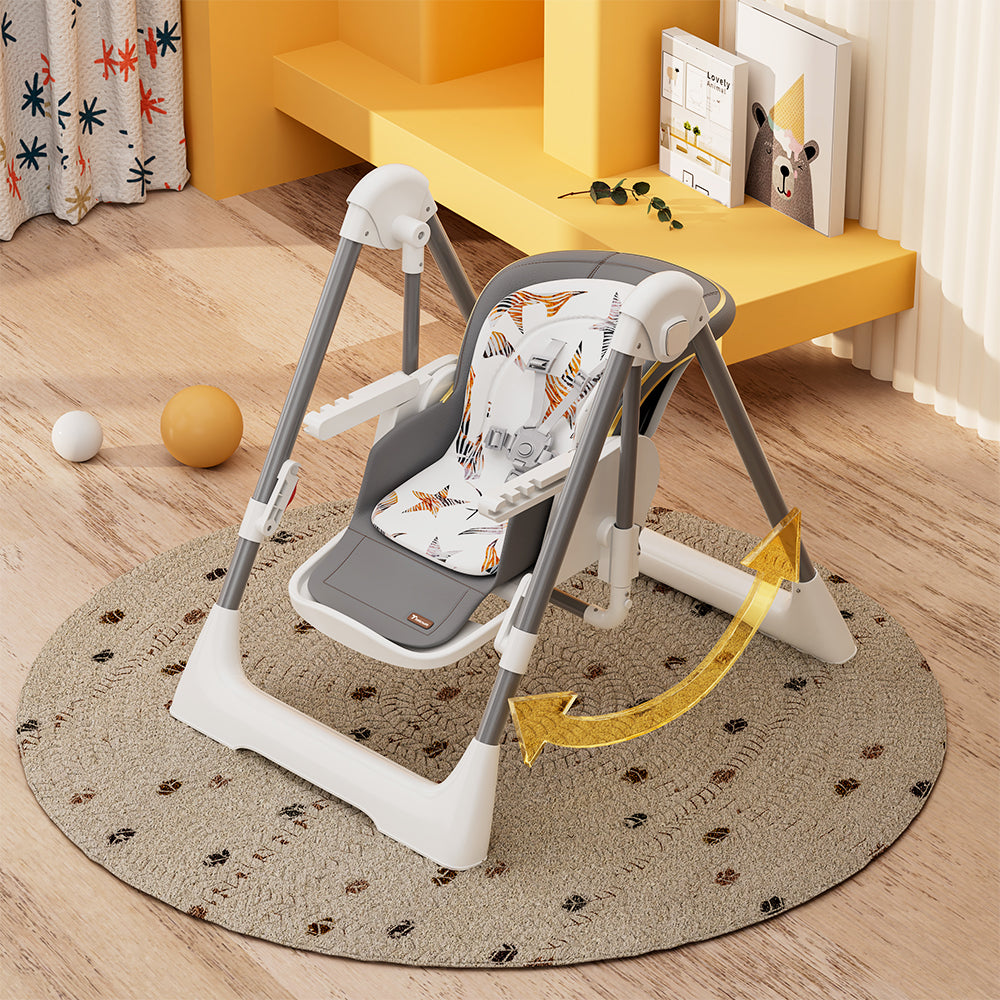 TEKNUM 5-IN-1 Swing with High Chair with Lockable wheels - Ivory