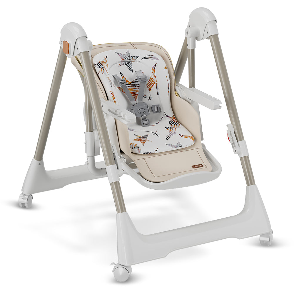 TEKNUM 5-IN-1 Swing with High Chair with Lockable wheels - Ivory