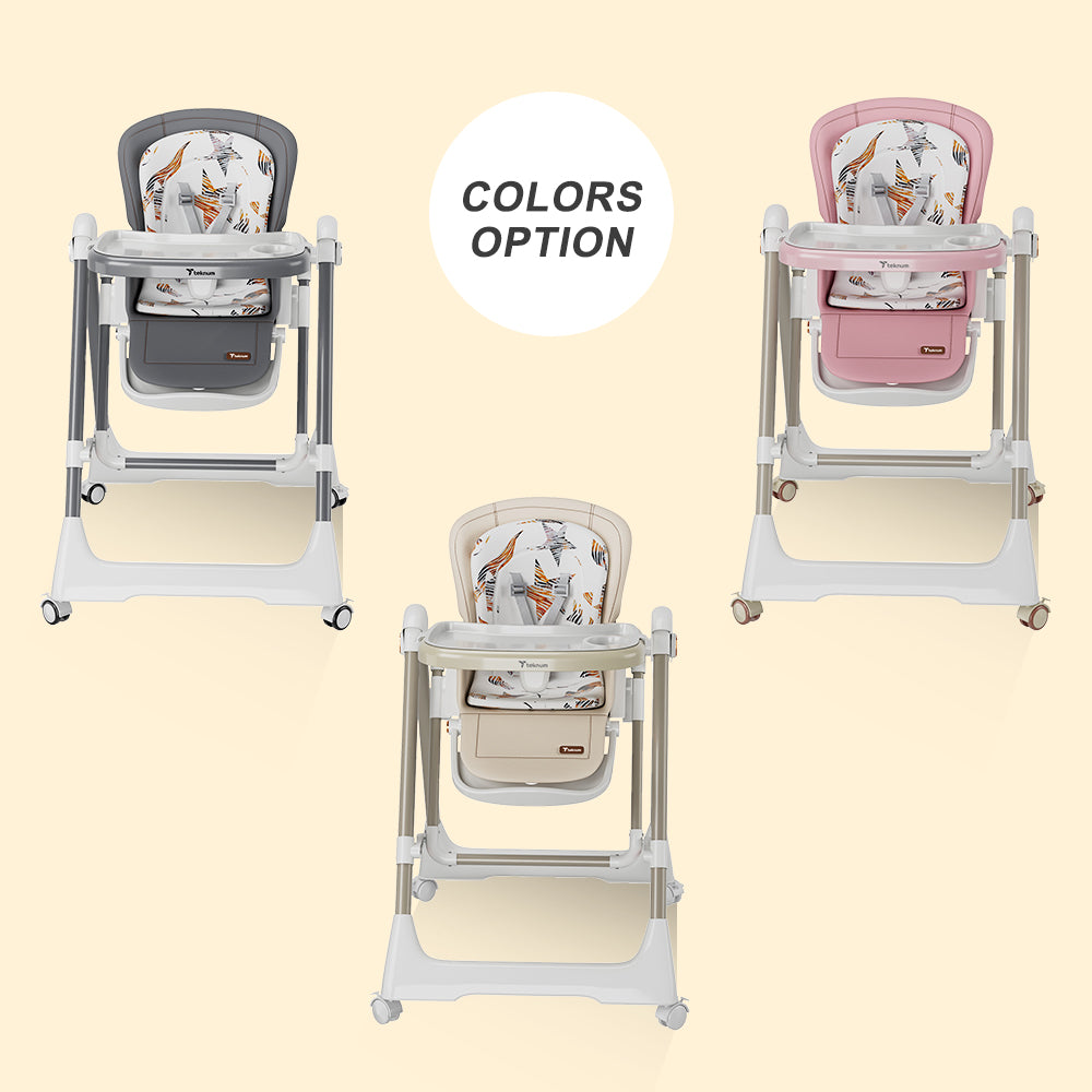 TEKNUM 5-IN-1 Swing with High Chair with Lockable wheels - Pink