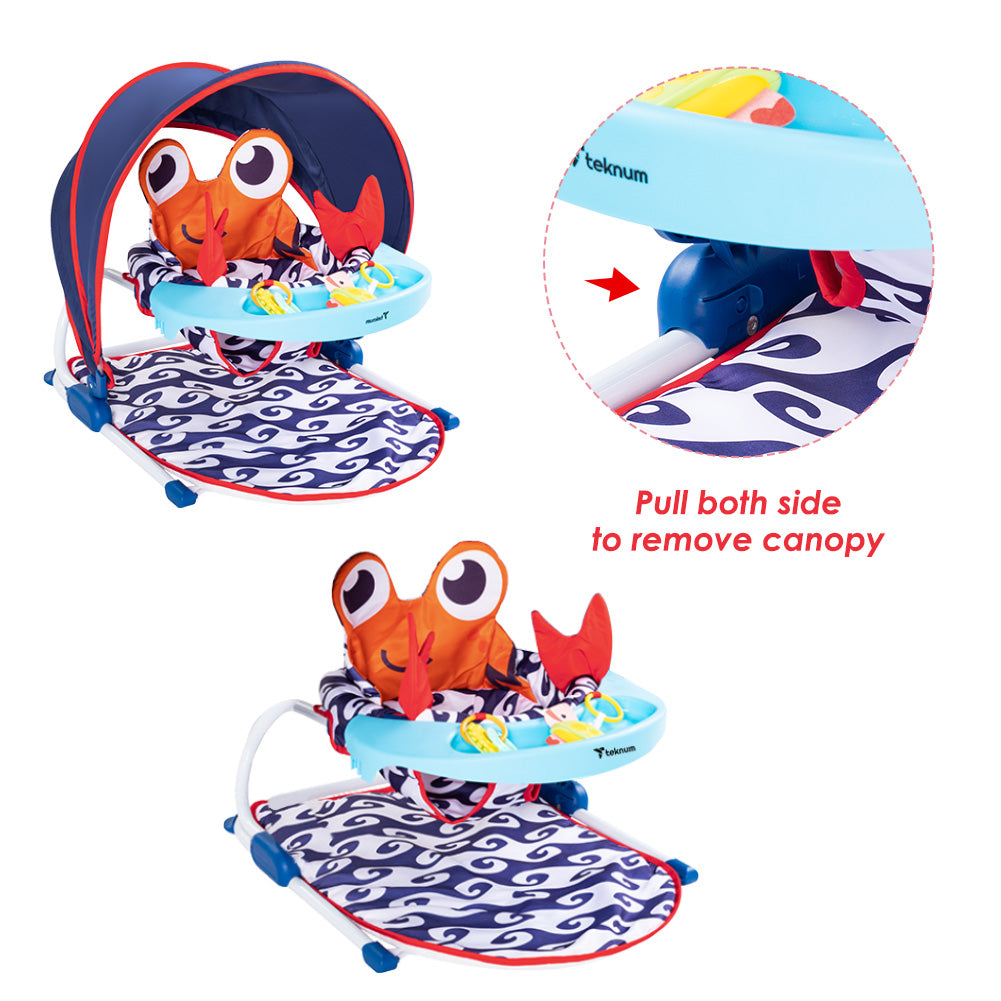 دعم TEKNUM للأطفال في وضعية الجلوس مع صينية تغذية - أزرق