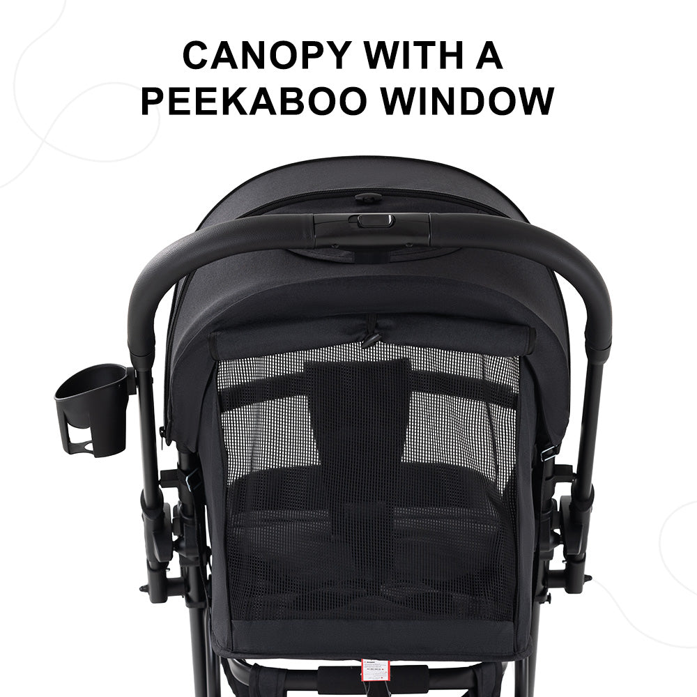 Teknum 2-in-1 Glide Reversible Rocker Baby Stroller – One-Hand Fold Travel Stroller, Black