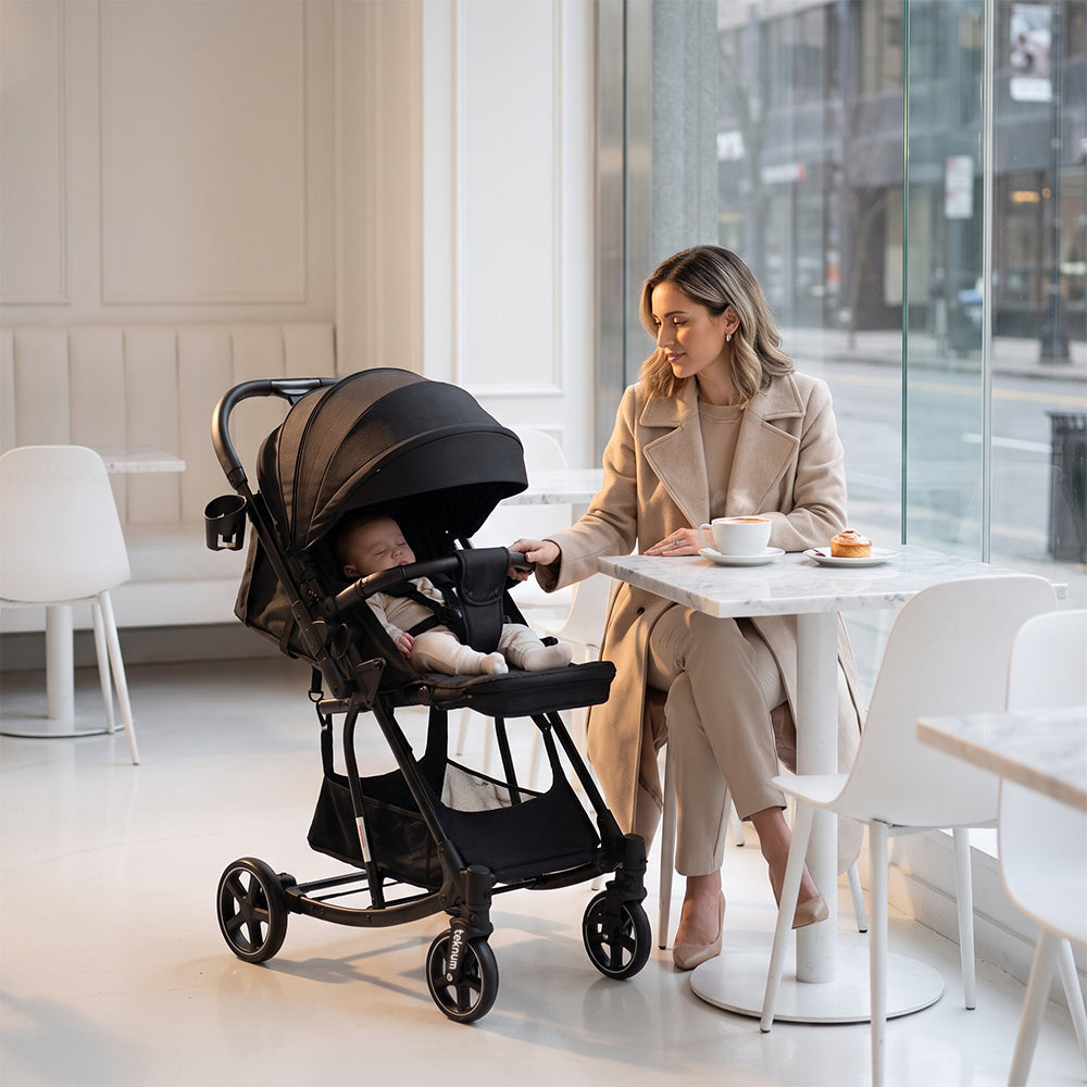 Teknum 2-in-1 Glide Reversible Rocker Baby Stroller – One-Hand Fold Travel Stroller, Black