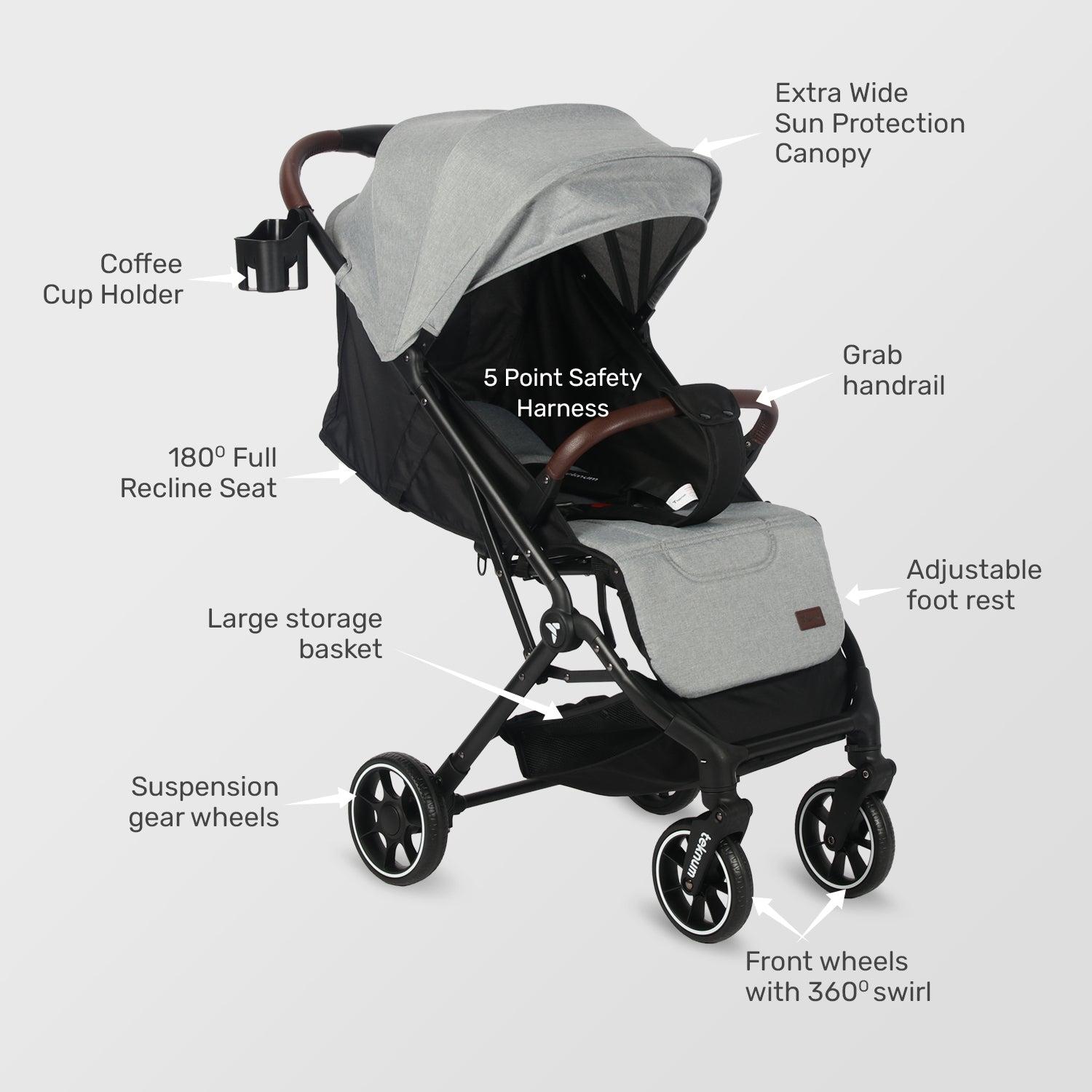 TEKNUM Travel Cabin Plus Stroller - Grey