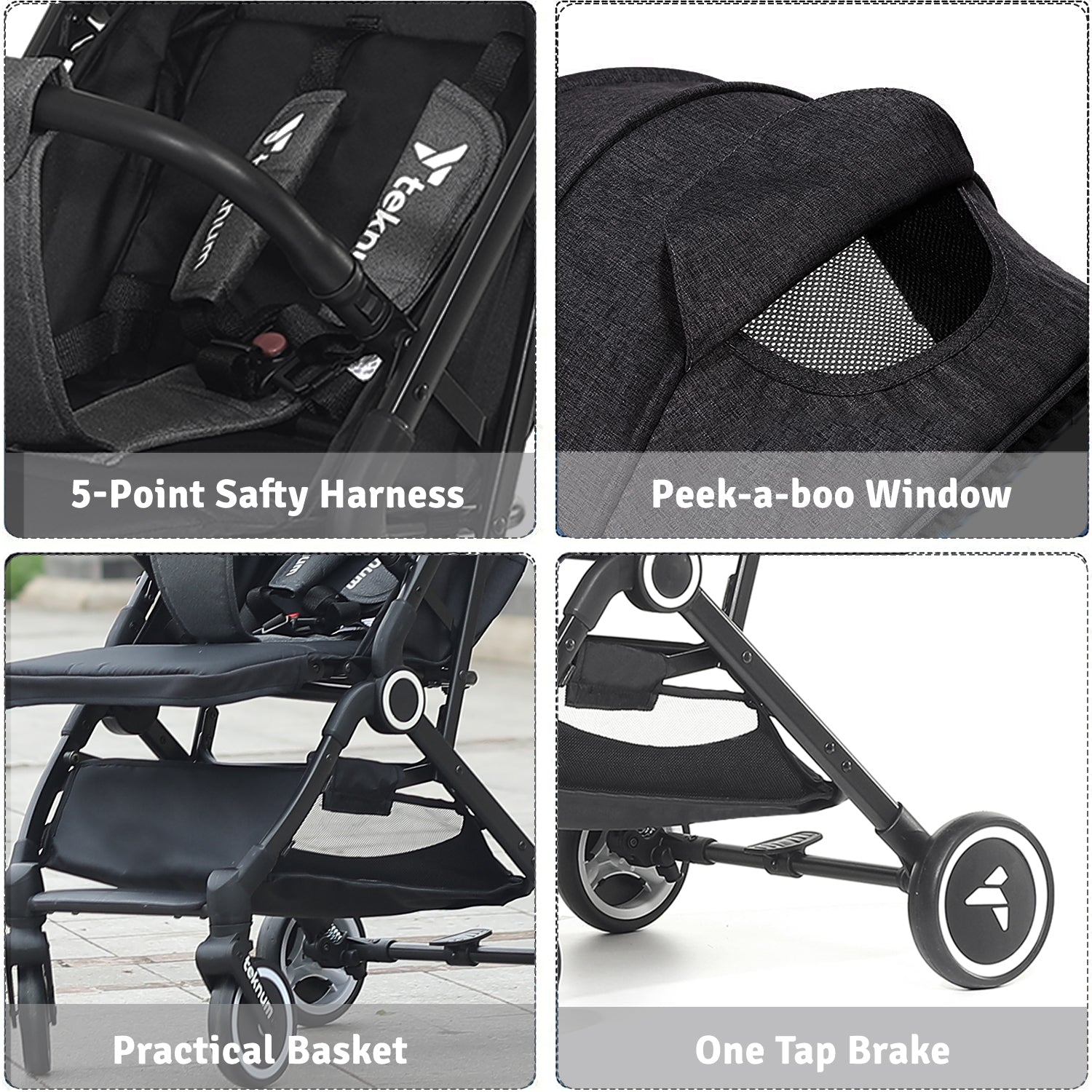 TEKNUM Travel Cabin Stroller with Coffee Cup Holder - Black