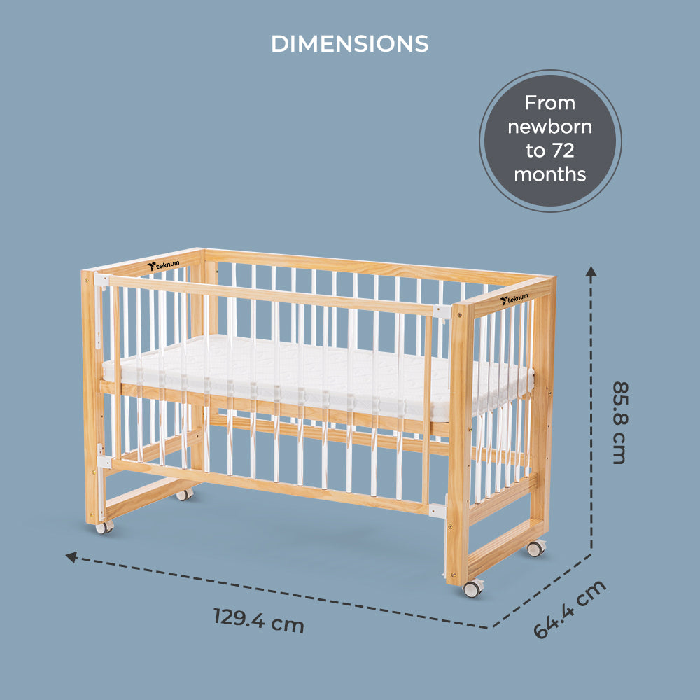 TEKNUM Prism 4in1 Acrylic Convertible Crib w/ mattress - Natural Brown