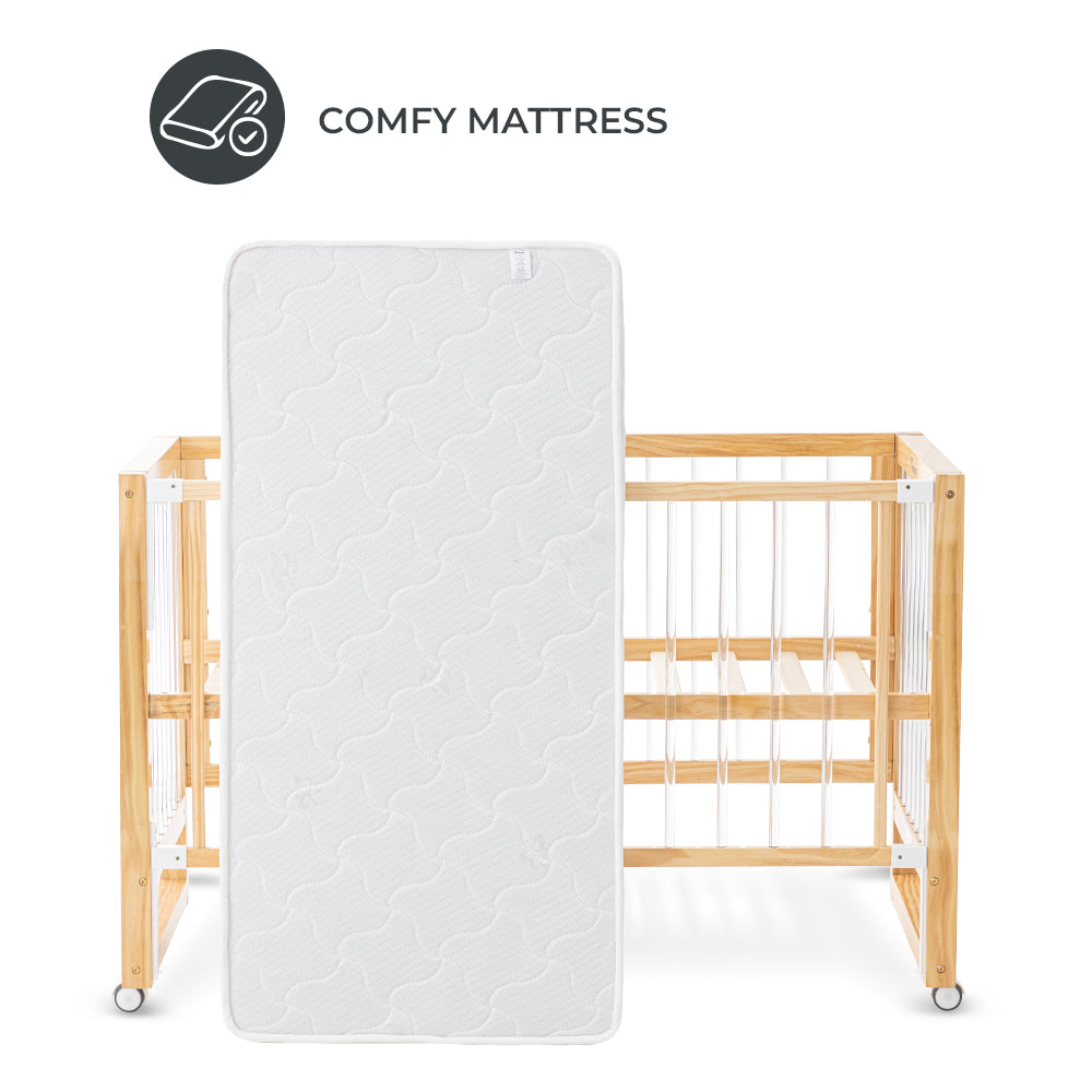 TEKNUM Prism 4in1 Acrylic Convertible Crib w/ mattress - Natural Brown