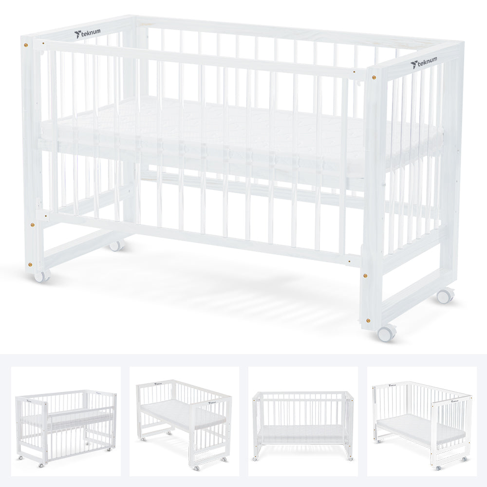 TEKNUM Prism 4in1 Acrylic Convertible Crib w/ mattress - White