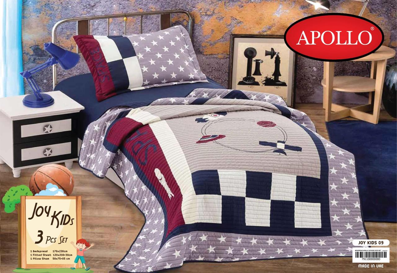 Little Story-Space Day Kids Quilted Comforter 3 pcs set-Grey