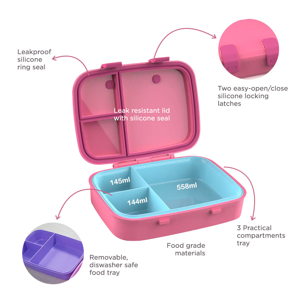 HYDROBREW Smart Serve Bento Lunch Box 847ml, Berry Blush