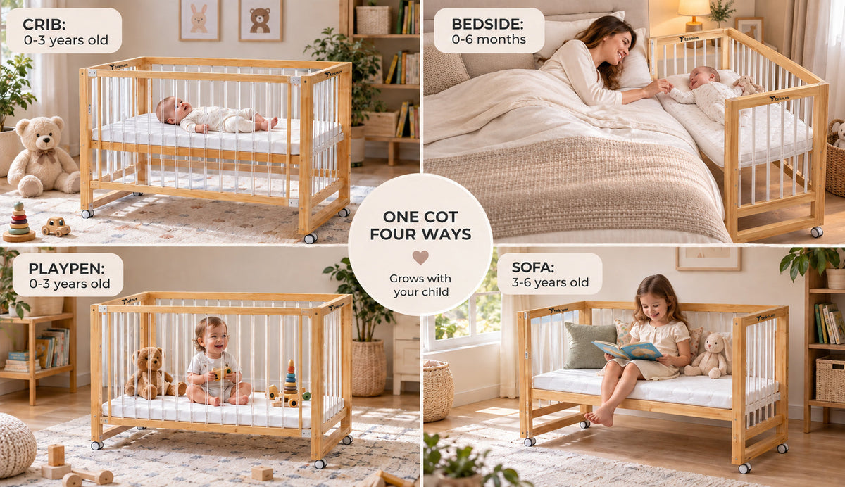 Teknum Prism 4-In-1 Convertible Crib with Mattress: Redefining Modern Parenthood in the GCC With Luxury, Safety & Timeless Nursery Design