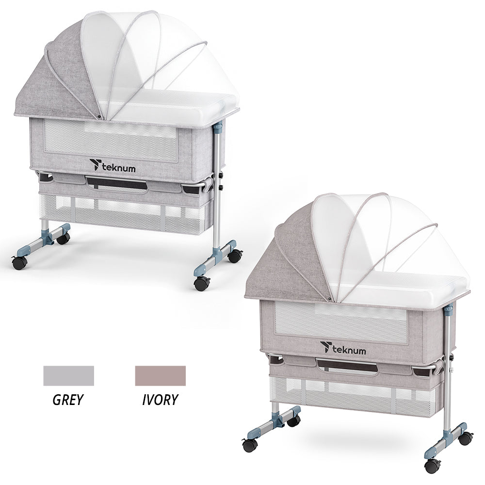 Teknum Bedside Crib w/ Dad’s Diaper Bag – Ivory