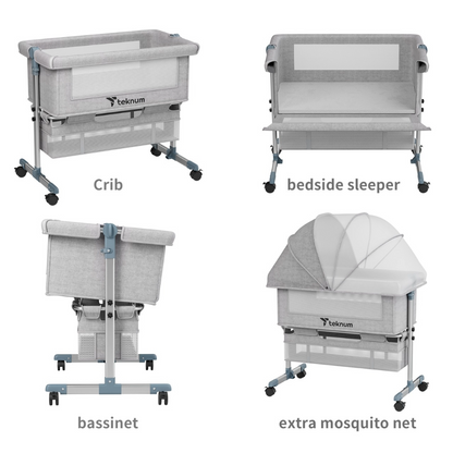 inchTeknum Bedside Crib w/ Mommy Diaper Bag – Grey inch