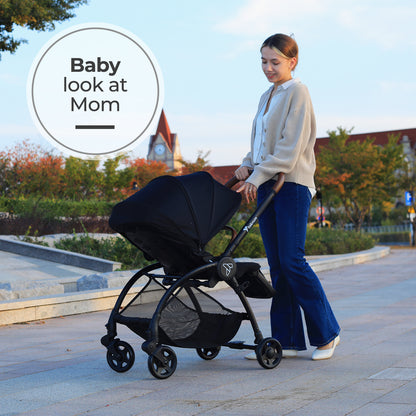 Teknum Stroll 2 Reversible Travel Stroller w/ Quilted Diaper Backpack – Black