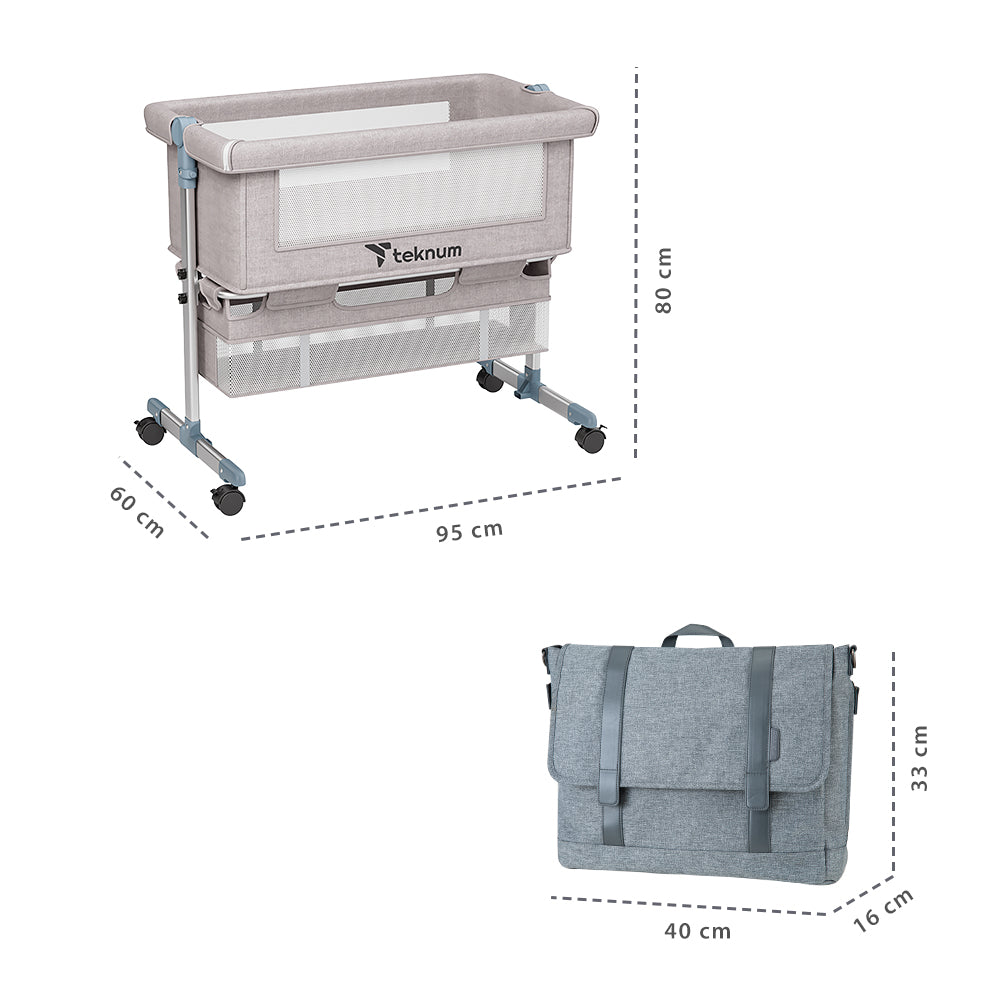 Teknum Bedside Crib w/ Dad’s Diaper Bag – Ivory