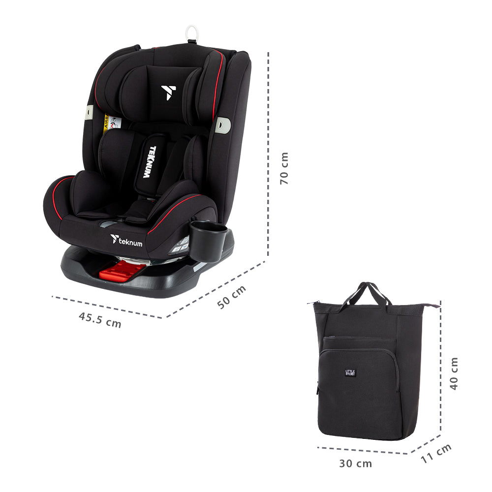 Teknum Evolve 360 Car Seat w/ Mommy Diaper Bag – Black