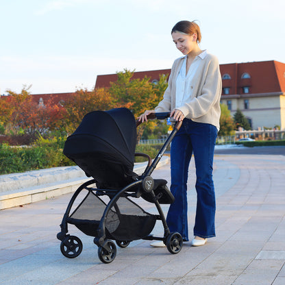 Teknum Stroll 2 Reversible Travel Stroller w/ Quilted Diaper Backpack – Black