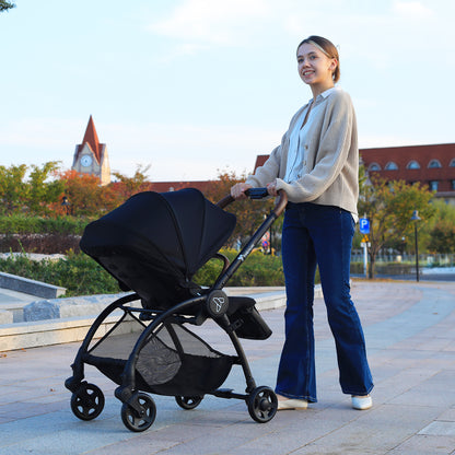 Teknum Stroll 2 Reversible Travel Stroller w/ Quilted Diaper Backpack – Black