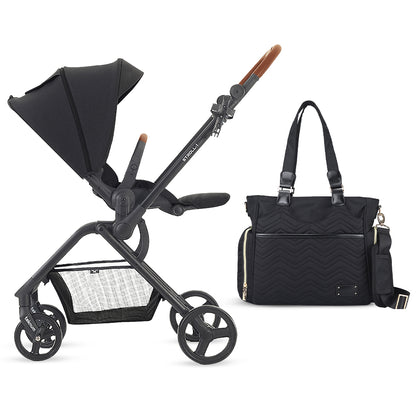 Teknum Stroll 1 Reversible Travel Stroller w/ Matilda Diaper Bag – Black