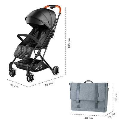 inchTeknum Travel Lite Stroller w/ Dad’s Diaper Bag – Black inch