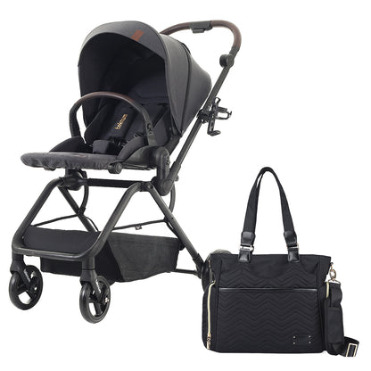 Teknum Stroll 1 Reversible Travel Stroller w/ Matilda Diaper Bag – Black