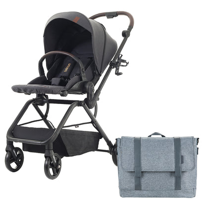 Teknum Stroll 1 Reversible Travel Stroller w/ Dad’s Diaper Bag – Black