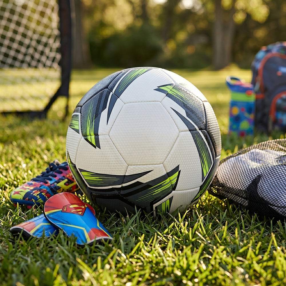Eazy Kids Size 5 Football – Durable TPU Soccer Ball for Kids, White/Neon Green