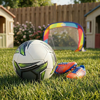Eazy Kids Size 5 Football – Durable TPU Soccer Ball for Kids, White/Neon Green