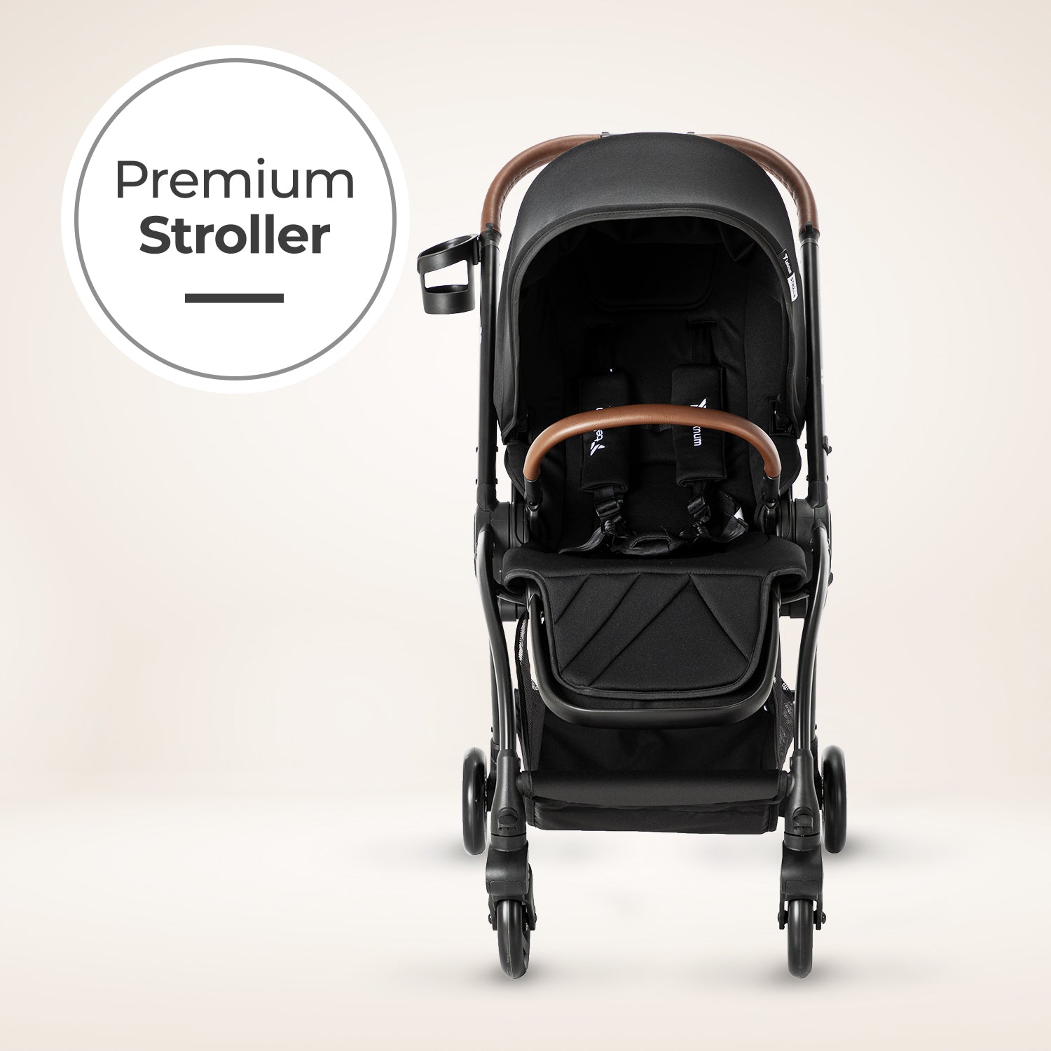 Teknum Stroll 2 Reversible Travel Stroller w/ Quilted Diaper Backpack – Black