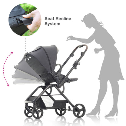 Teknum Stroll 1 Reversible Travel Stroller w/ Dad’s Diaper Bag – Black