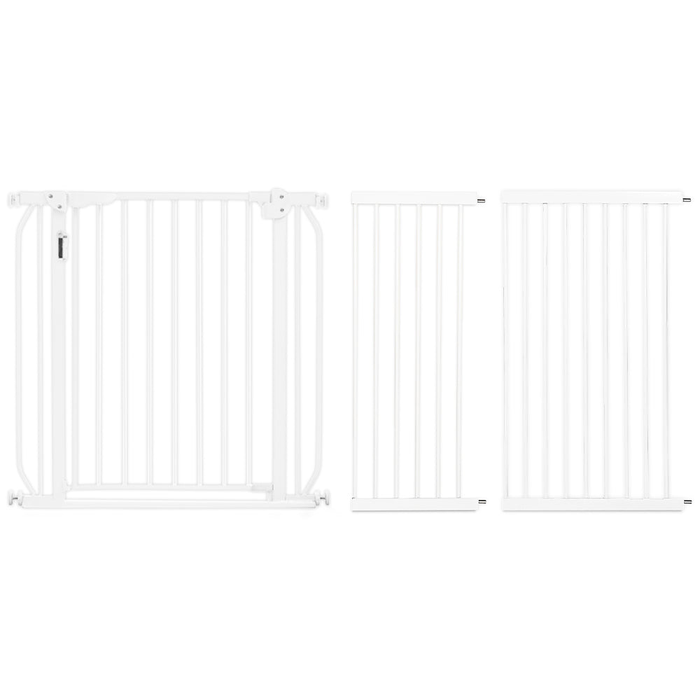 BABY SAFE - Metal Safety LED Gate w/t 30 cm + 45 cm Extension - White