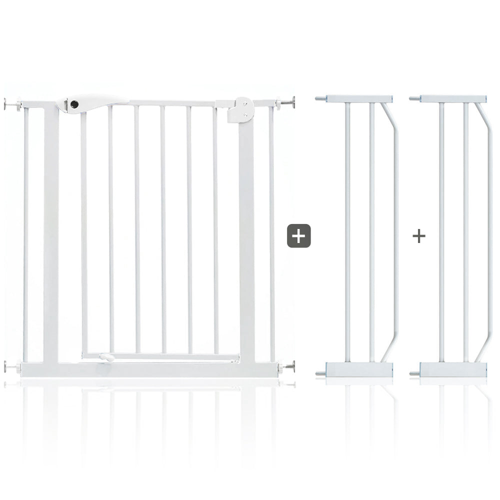 BABY SAFE - Metal Safety Gate w/t 20cm x 2 Extension - White