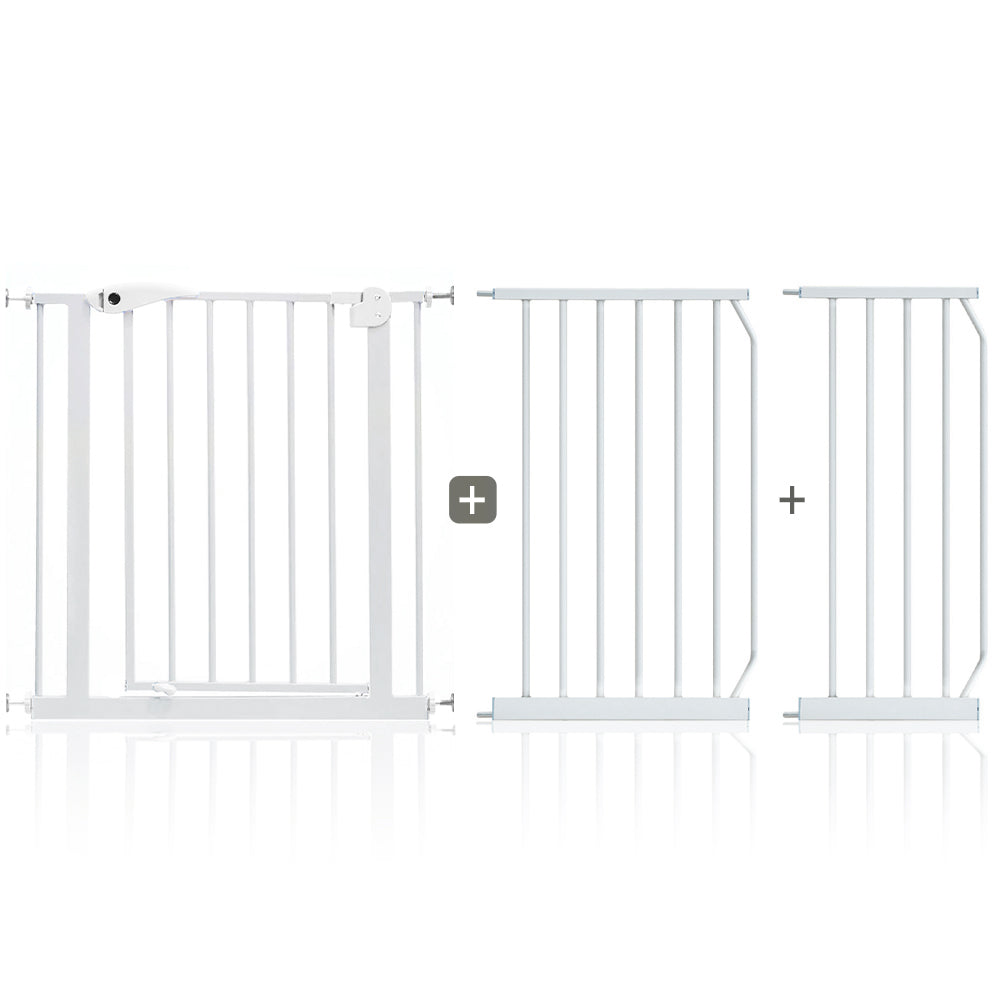 BABY SAFE - Metal Safety Gate w/t 30 cm + 45 cm Extension - White