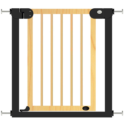 BABY SAFE Wooden Safety Gate w/t 35cm Black Extension - Natural Wood
