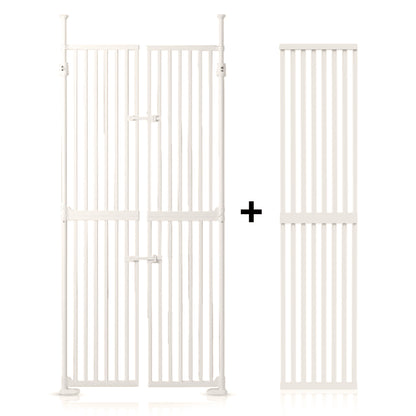 BABY SAFE Extra Tall Dual Door Metal Safety Gate with 40cm Extension - White, W85-122*H190-250cm, 7.5Kg