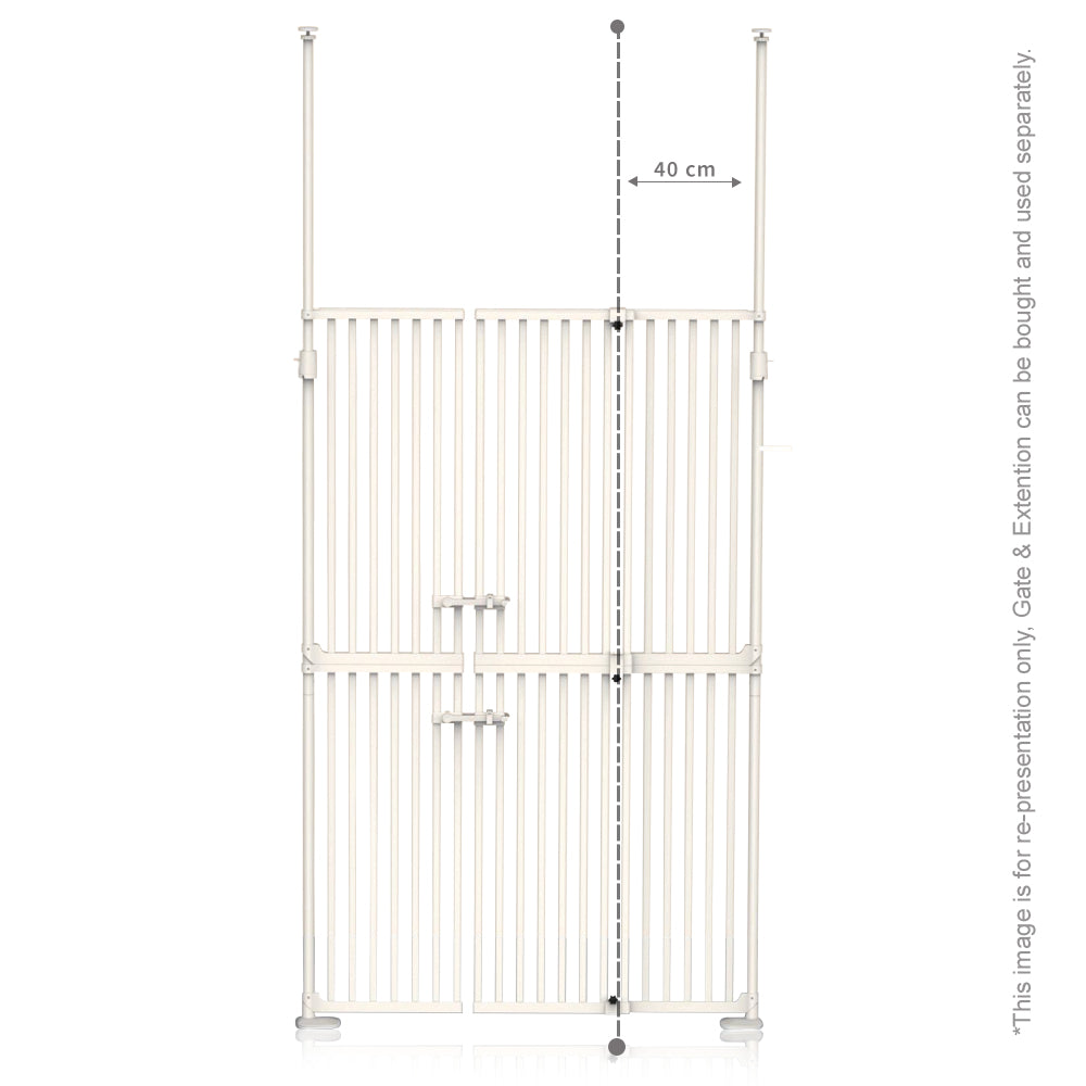 BABY SAFE Extra Tall Dual Door Metal Safety Gate with 40cm Extension - White, W85-122*H190-250cm, 7.5Kg