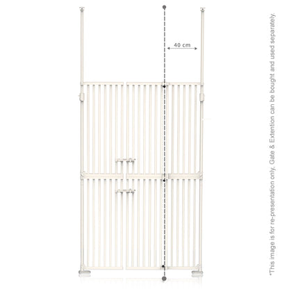 BABY SAFE Extra Tall Dual Door Metal Safety Gate with 40cm Extension - White, W85-122*H190-250cm, 7.5Kg