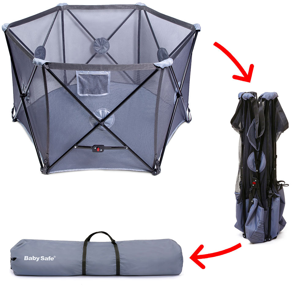 BABY SAFE Foldable Playard - Grey