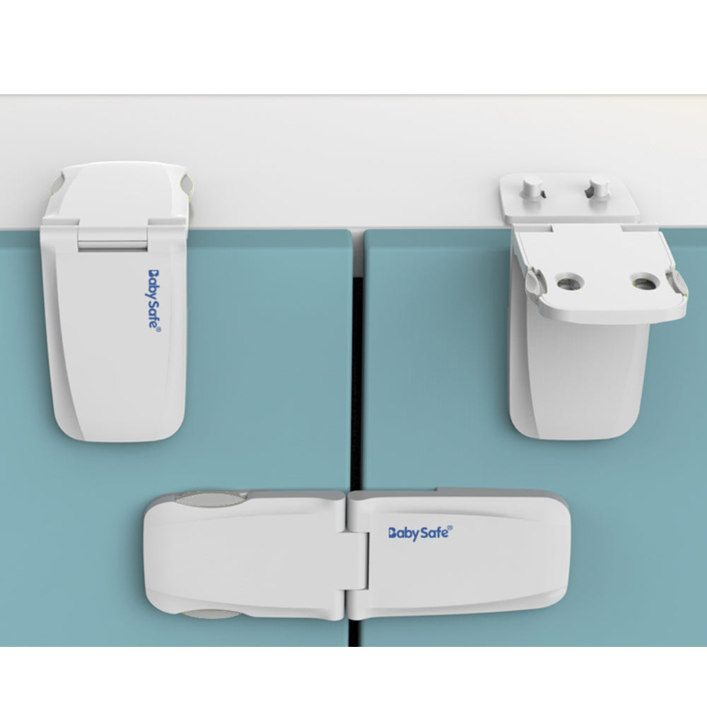 BABY SAFE - Multipurpose 90° Cabinet Lock - Grey - Set of 4