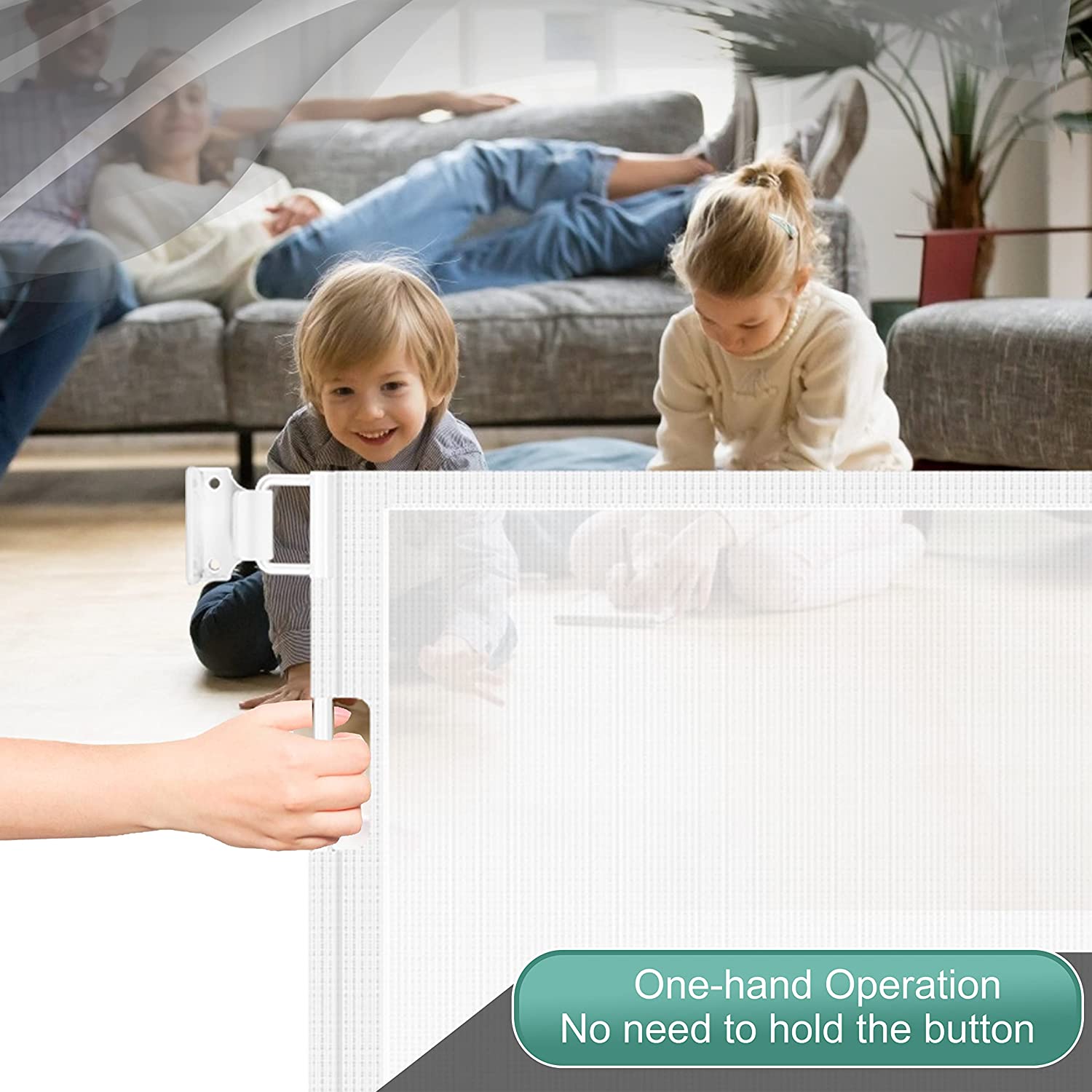 BABY SAFE Retractable Mesh Gate - White