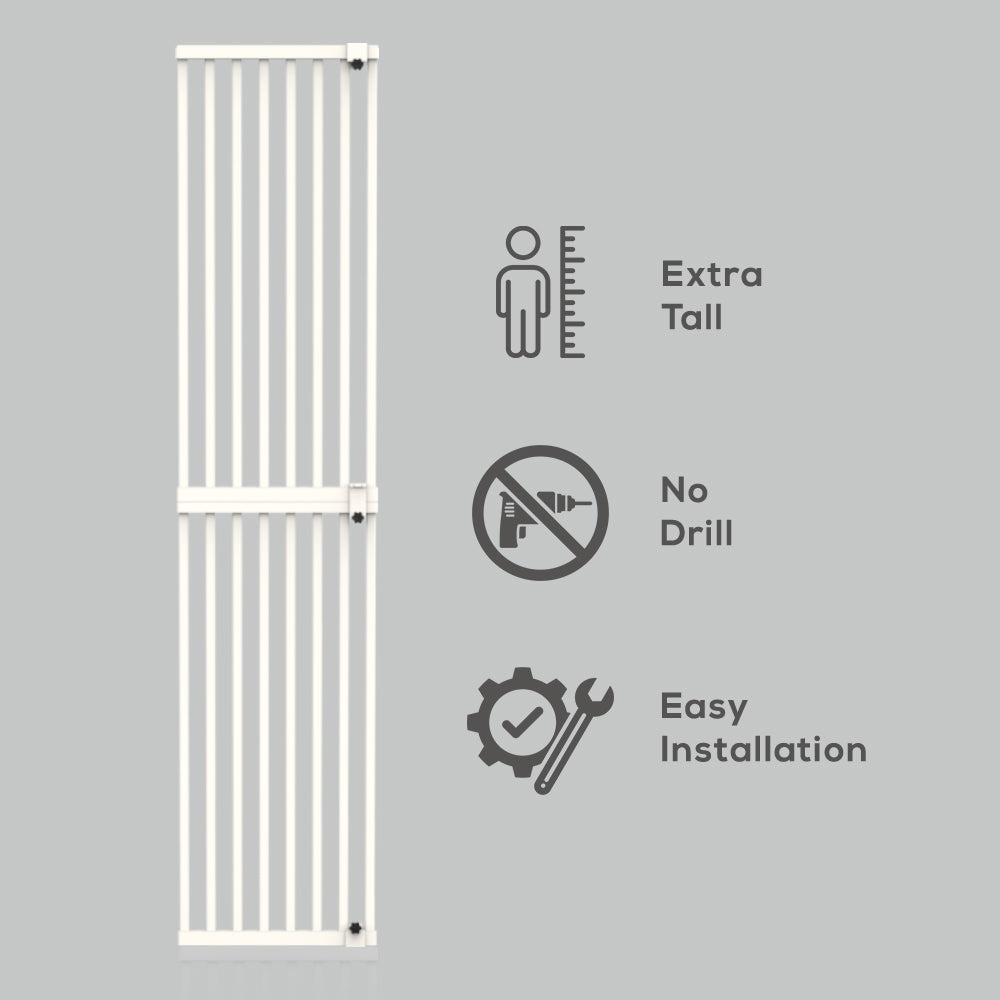 BABY SAFE - Gate Extension for Tall Metal Safety Gate - White, W40.5*H186cm, 1.7Kg