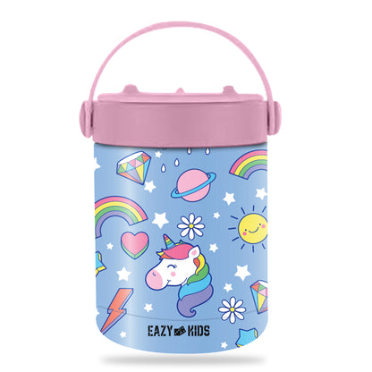 EAZY KIDS Unicorn Purple 6 Compartment Bento Lunch Box w/Lunch Bag - Blue