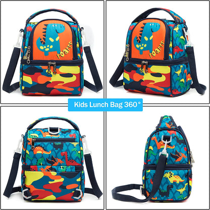 EAZY KIDS Lunch Bag and Activity Backpack Set of 3 Dinosaur - Blue