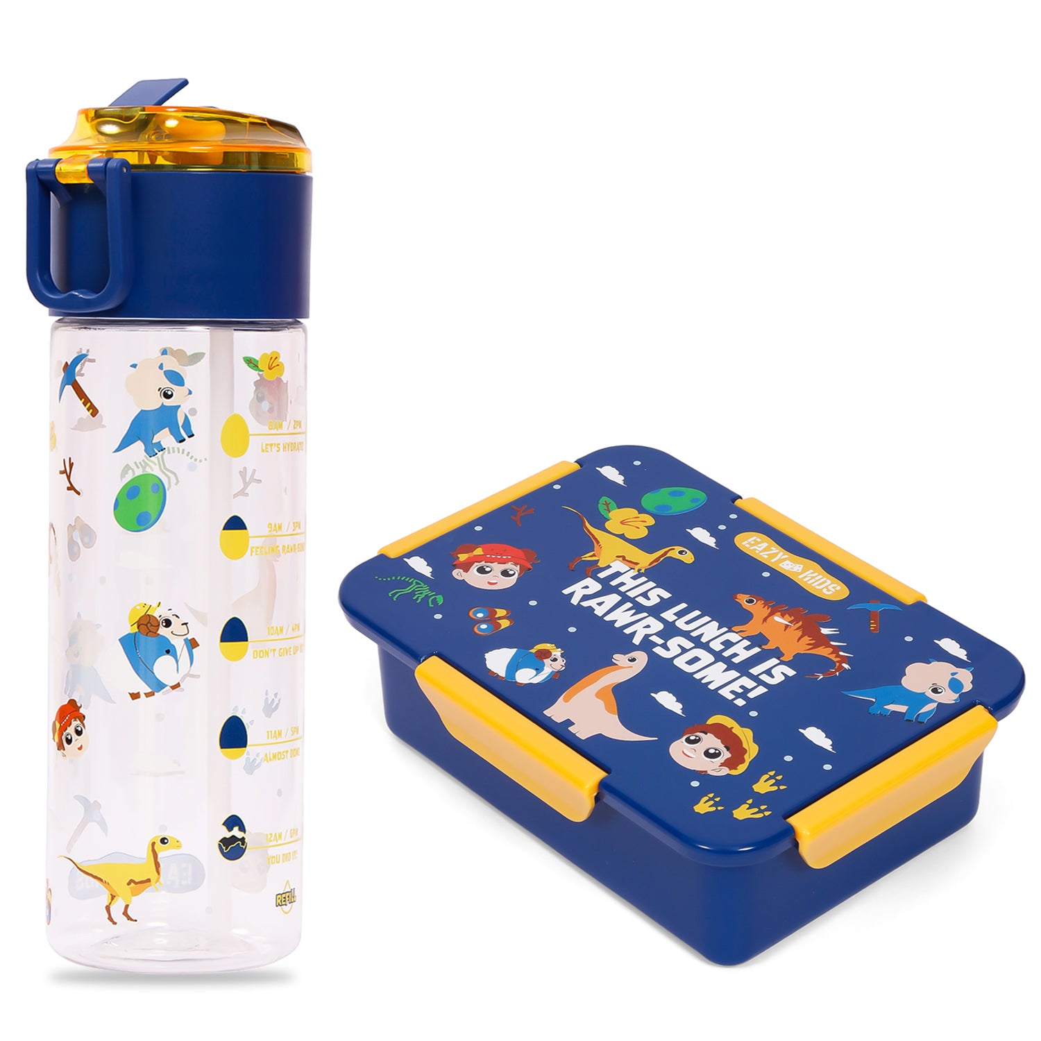 EAZY KIDS Lunch Bag and Activity Backpack Set of 3 Dinosaur - Blue