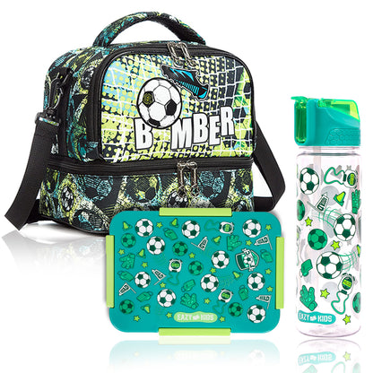 EAZY KIDS Lunch Bag Combo of 3 Football - Green