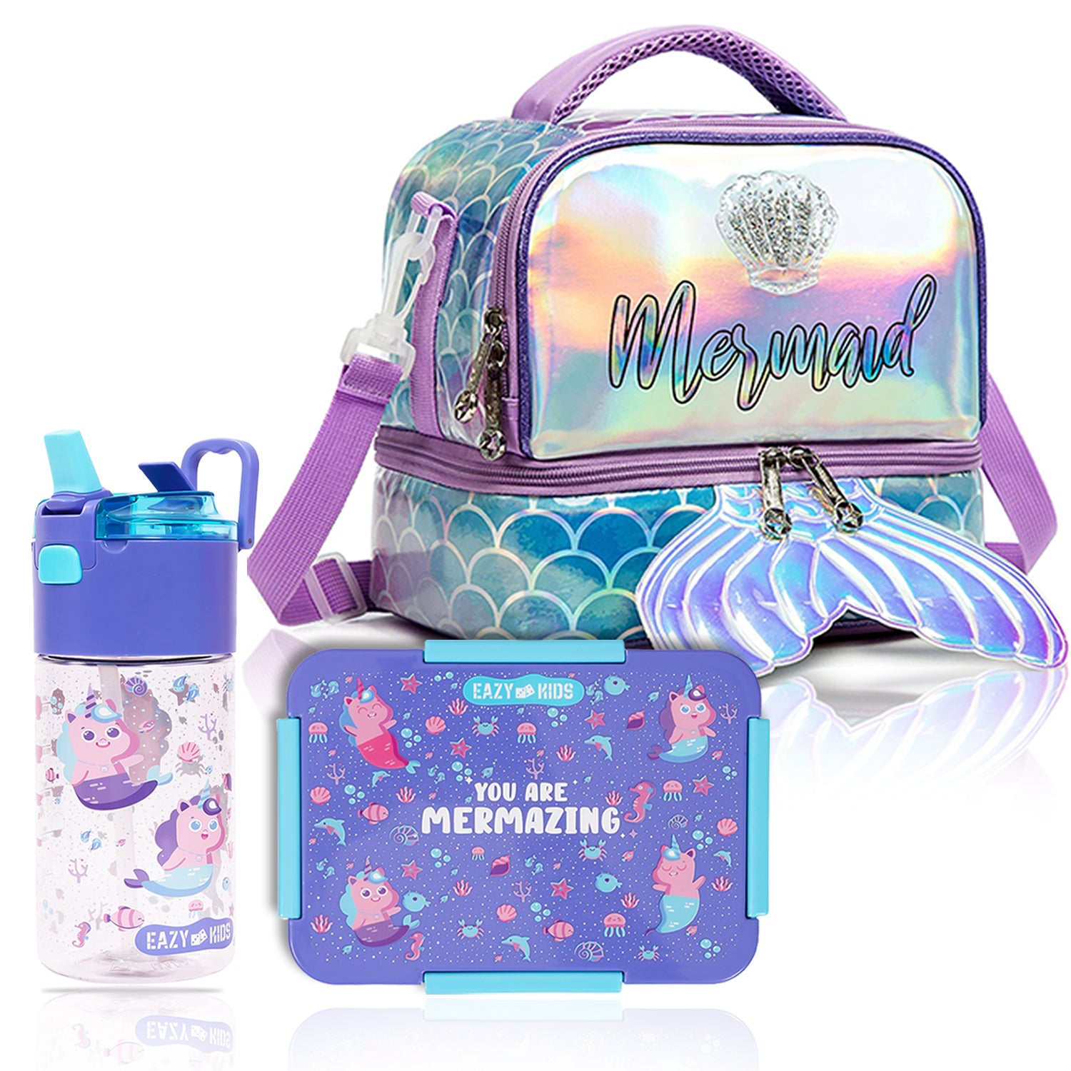 EAZY KIDS Lunch Bag Set of 3 Mermaid - Purple