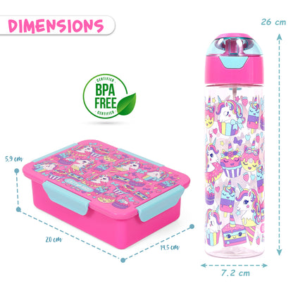 EAZY KIDS Lunch Bag Set of 3 Unicorn - Pink
