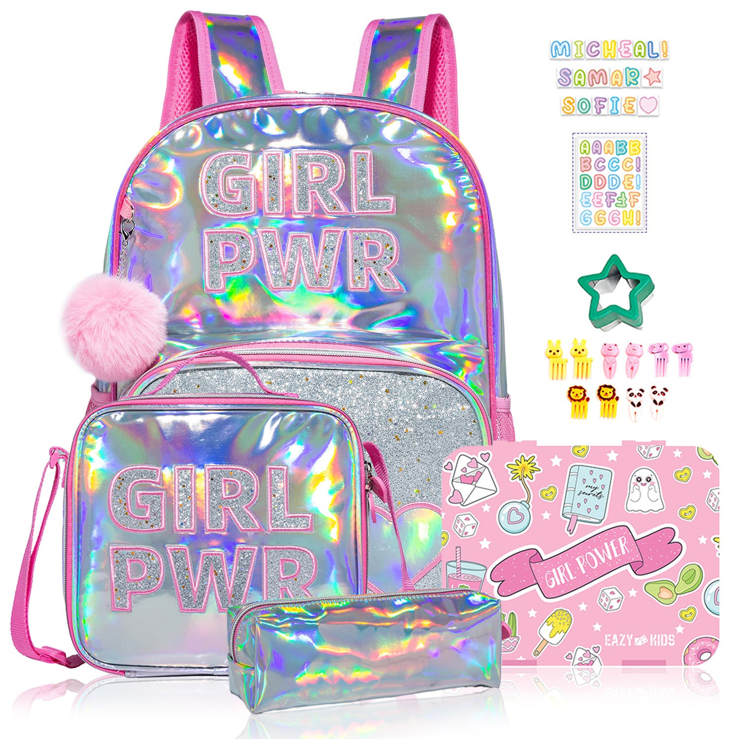 EAZY KIDS Back to School Combo Set of 4 Girl Power - Pink